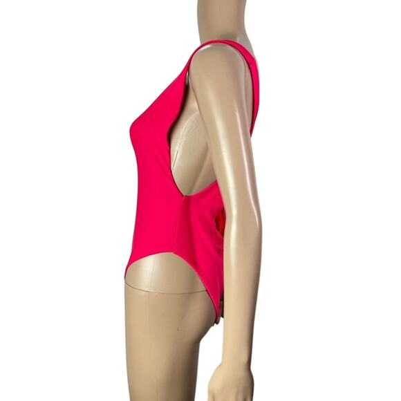 Aerie Super Scoop Pink Plunging Back One Piece Swimsuit - Picture 3 of 11